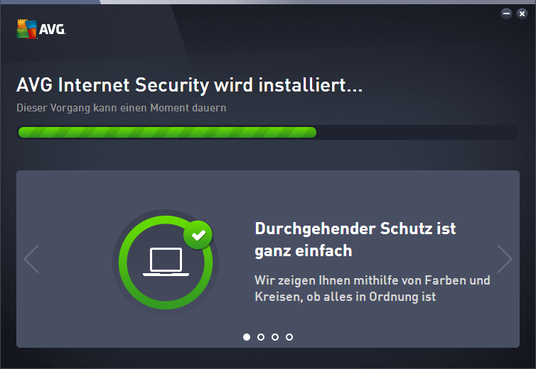 3.4. AVG installieren Nachdem Sie den Start des Installationsvorgangs im vorherigen Dialogfeld bestätigt haben, wird die Installation vollkommen