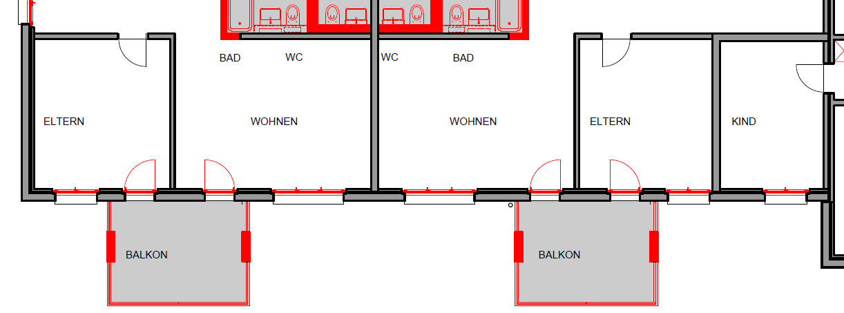 Beispiel typischer Grundriss Sanierung Gebäudehülle - Neue Balkonanlage - Neue Fenster Küchen- /Badsanierung: - Neue Küchen inkl.