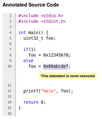 , Beispiel: unerreichbarer Code