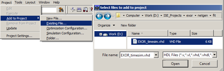 3.1 Timing Simulation, Start der Simulation mit der DO-Datei Timing simulation Simulation Start Simulation Benötigt werden zwei Dateien, die vom Implementierungstool ISE (Xilinx) durch Ausführen der