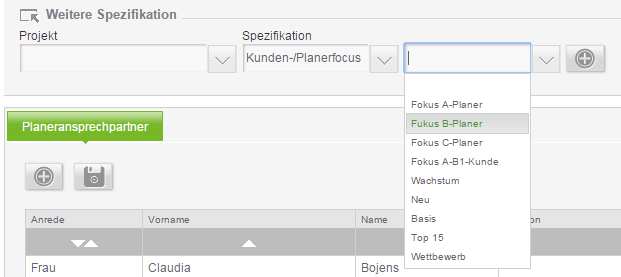 1.9 Hinzufügen von Spezifikationen 1 2 3 1. Wählen Sie die erste Spezifikation 2.