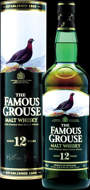 Famous Grouse - 12 Jahre Der 12-jährige Famous Grouse ist ein Blend aus verschiedenen Single Malts, die mindestens 12 Jahre lang reiften.
