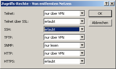 SSH Fernkonfiguration SSH SSH Fernkonfiguration Fernkonfiguration Unterstützung Unterstützung des des SSH- SSH- Protokolls Protokollsals als weiterem weiterem verschlüsselten verschlüsselten