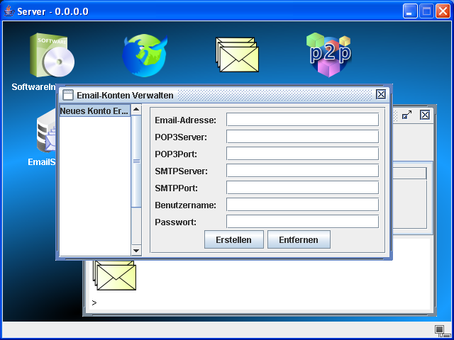 Abbildung 7: E-Mail Konto erstellen DNS Domain Name System dient der Einrichtung von Domainnamen. Die Software wird auf einer Hardware installiert und dort konfiguriert.