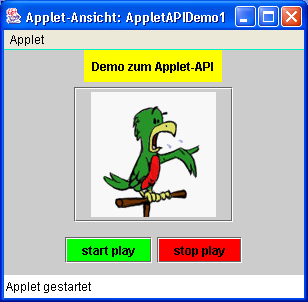 BEREICH DATENTECHNIK V JV 636 02 TH 01 Java-Applet-API (6-2) Demonstrationsbeispiel 1 zum Java-Applet-API, Forts. Applet-Code (Datei AppletAPIDemo1.java), 2.Teil c=getcontentpane(); c.