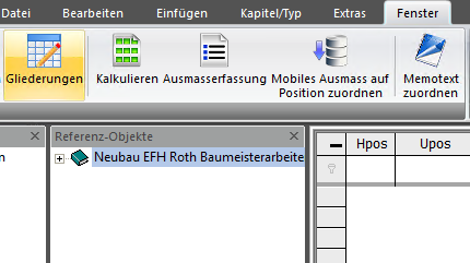 Fahren Sie im Objekt auf eine gewünschte Detailposition (im Feld ME (Mengeneinheit) muss eine Mengeneinheit stehen). 2.