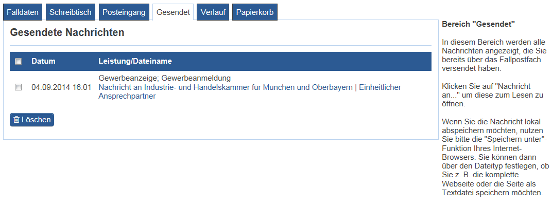 Wählen Sie das zulöschende Dokument aus, indem Sie ein Häkchen in die entsprechende Zeile setzen und klicken Sie dann auf Löschen. Sie müssen das Löschen dann noch bestätigen.