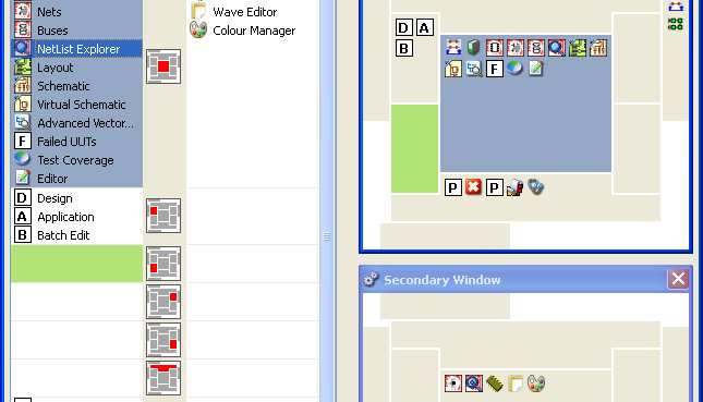 Workbench-Fenster-Layout Dialog zur Zuordnung der Tools