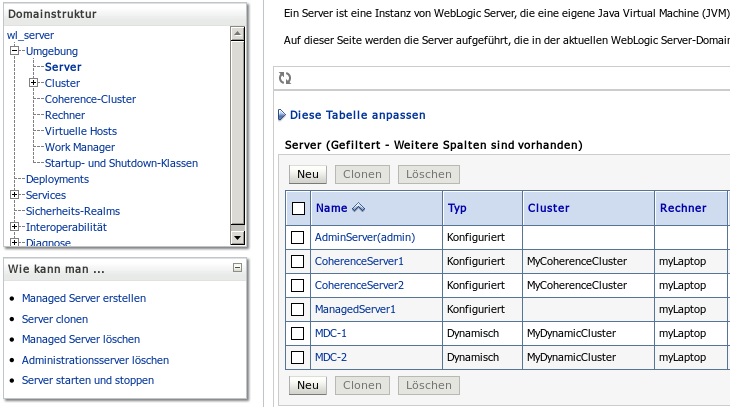 Coherence + WebLogic Coherence Managed Server werden wie WebLogic Server