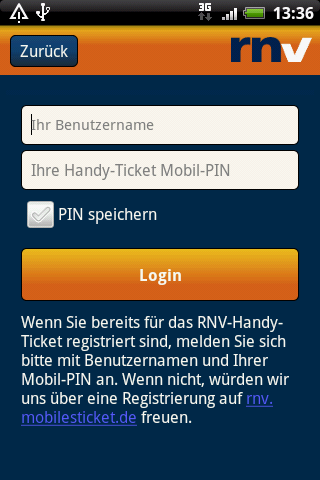 VRN-Handy-Ticketing: Anmeldung Wenn Sie über die RNV/VRN-App Fahrkarten kaufen möchten, ist eine Anmeldung beim VRN-Handy-Ticketing notwendig.