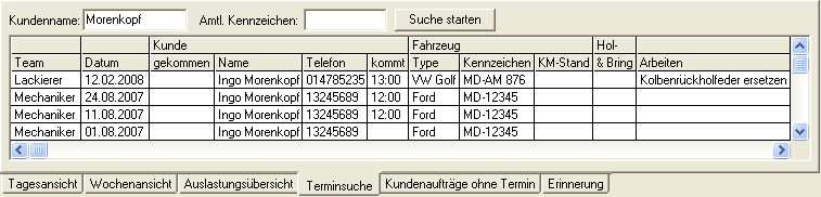 - Seite 10 von 12-13.Terminsuche In der Terminsuche können Sie in allen bereits erstellten Einträgen nach Terminen suchen. 10 14.