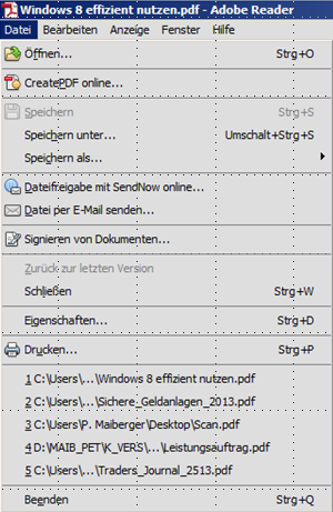 Texte einer PDF-Datei in Word weiter bearbeiten Programm Adobe Reader (Version XI)