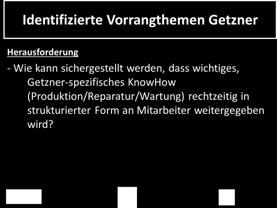 4.1.3. Umgesetzte Maßnahmen: Lernen im Prozess der Arbeit 4.1.3.1. Lerntandems Die Herausforderung, der sich Getzner in diesem Zusammenhang stellen mußte, war: Rechtzeitige und strukturierte