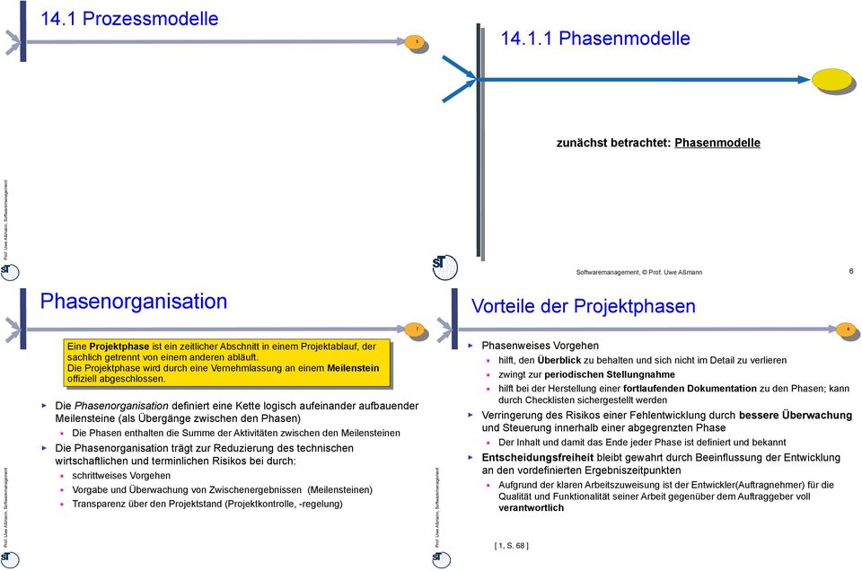 einem anderen abläuft. abläuft. Die Die Projektphase wird wird durch durch eine eine Vernehmlassung an an einem einem Meilenstein offiziell offiziell abgeschlossen.