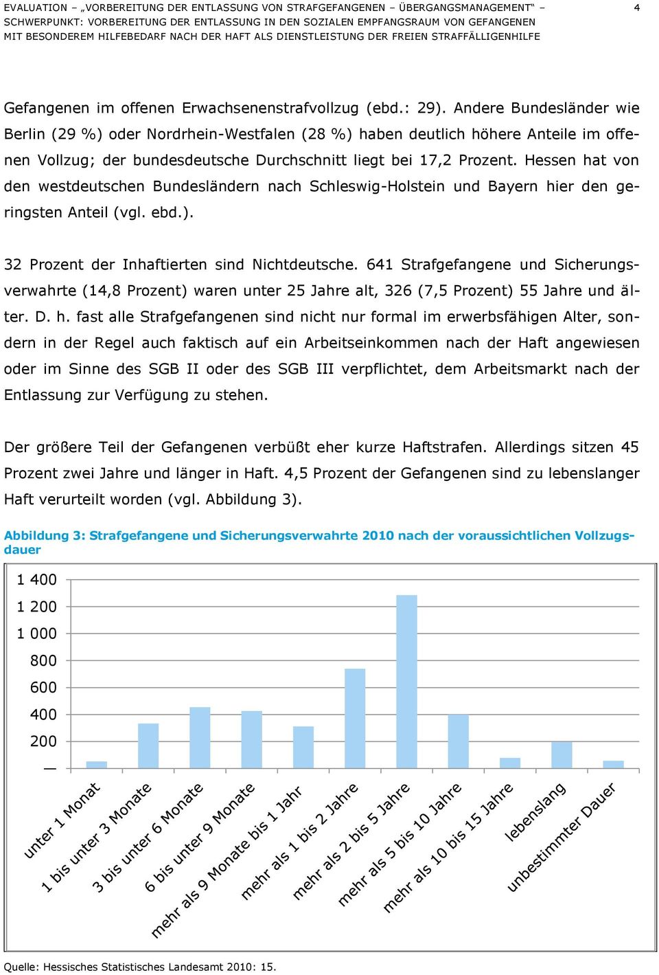 Hessen hat von den westdeutschen Bundesländern nach Schleswig-Holstein und Bayern hier den geringsten Anteil (vgl. ebd.). 32 Prozent der Inhaftierten sind Nichtdeutsche.