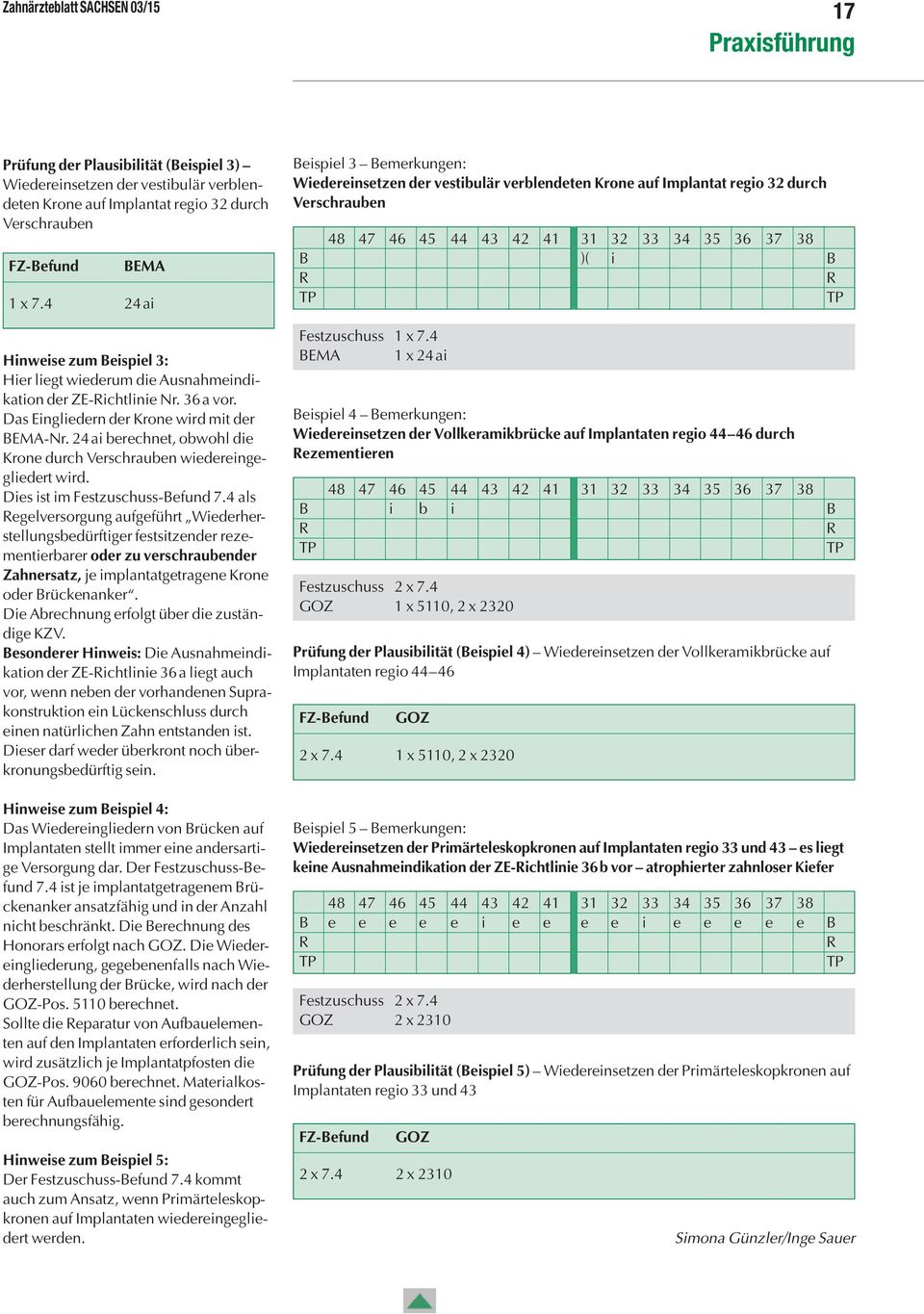 24ai berechnet, obwohl die Krone durch Verschrauben wiedereingegliedert wird. Dies ist im Festzuschuss-Befund 7.