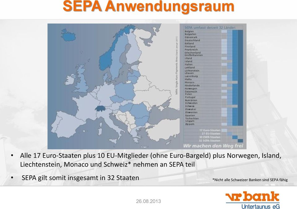Liechtenstein, Monaco und Schweiz* nehmen an SEPA teil SEPA