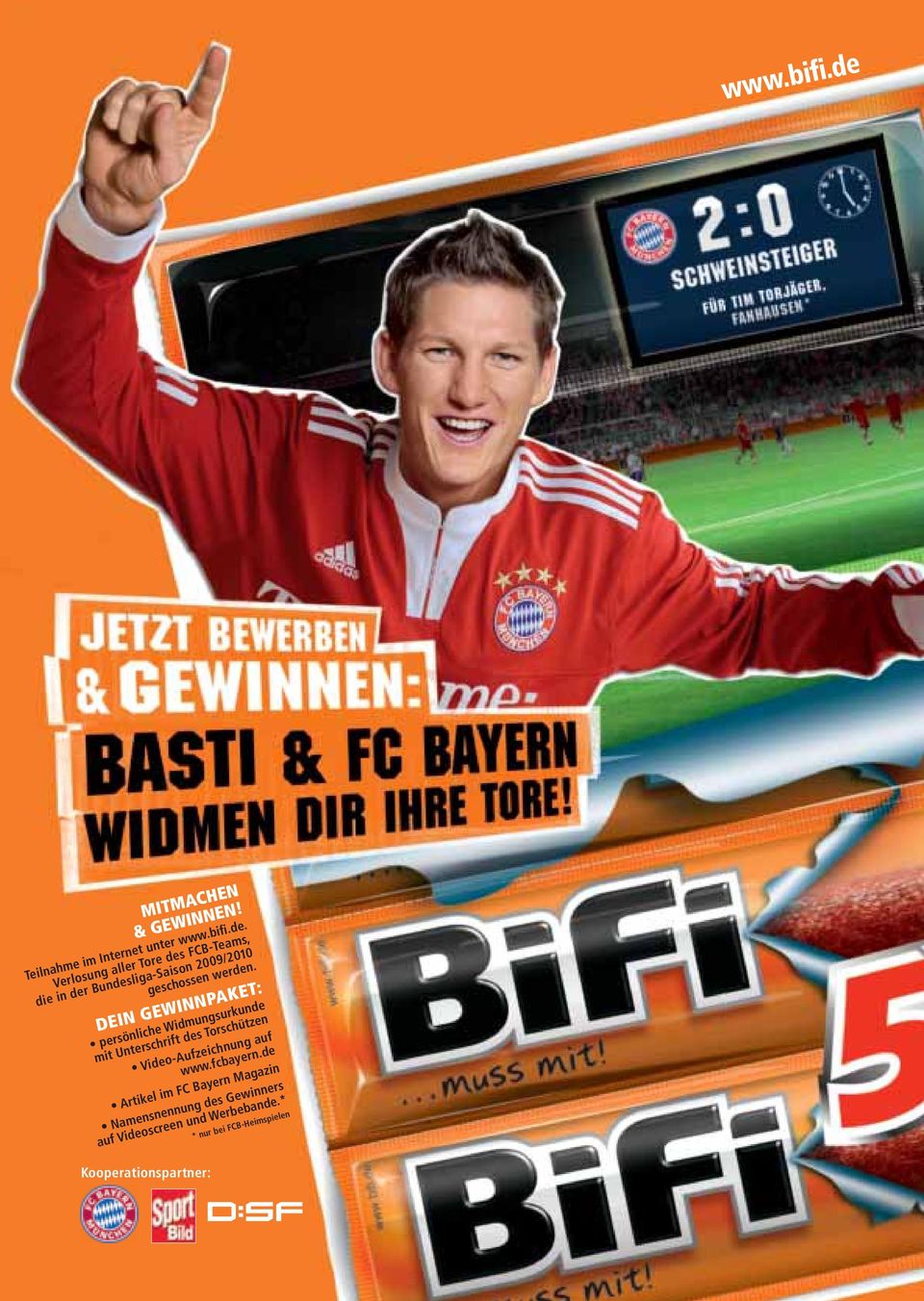fcbayern.de Artikel im FC Bayern Magazin Namensnennung des Gewinners auf Videoscreen und Werbebande.