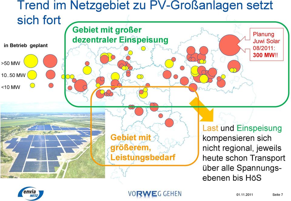 großer dezentraler Einspeisung Planung Juwi Solar 08/2011: 300 MW!