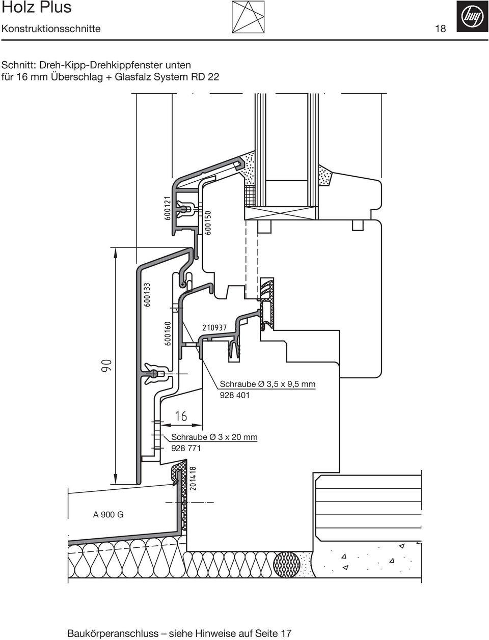 Glasfalz System RD 22 Schraube Ø 3,5 x 9,5 mm 928 401