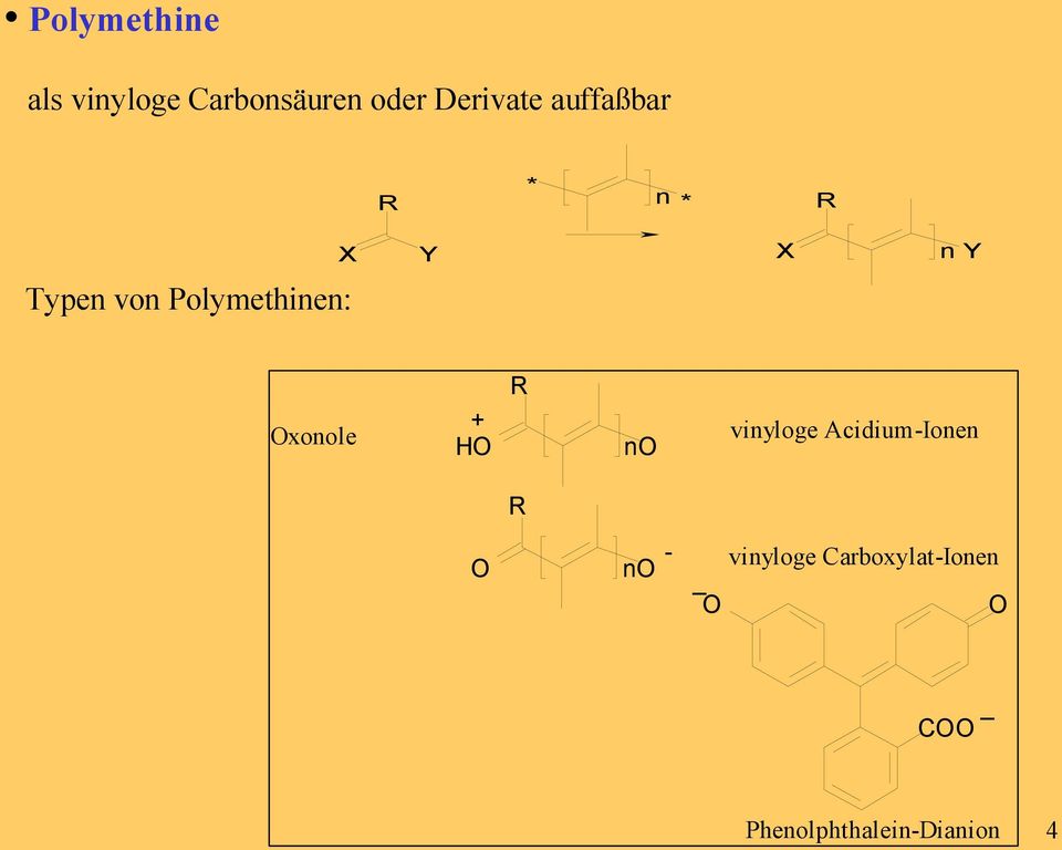 Polymethinen: xonole n vinyloge AcidiumIonen n