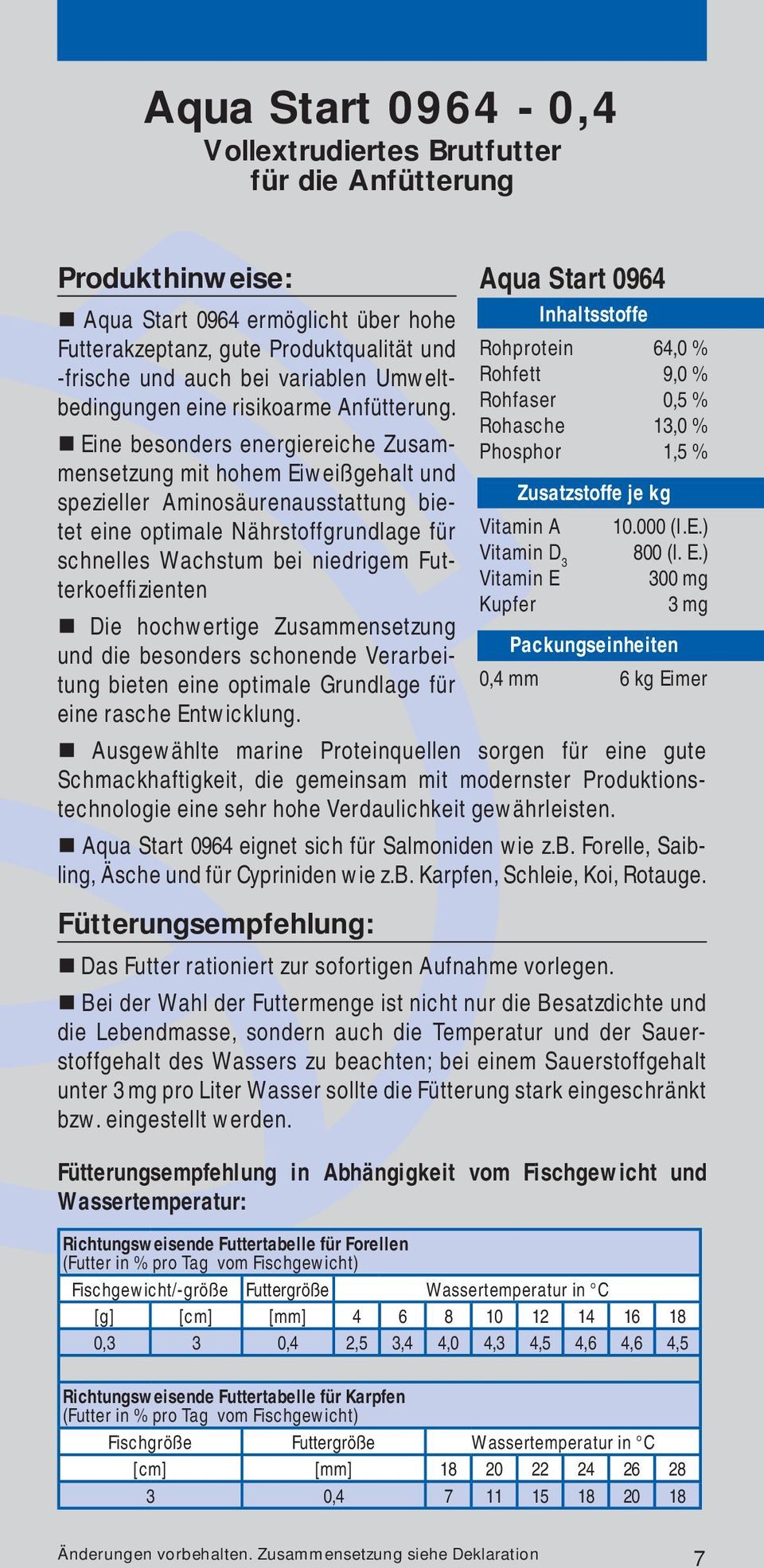 Eine besonders energiereiche Zusammensetzung mit hohem Eiweißgehalt und spezieller Aminosäurenausstattung bietet eine optimale Nährstoffgrundlage für Vitamin A schnelles Wachstum bei niedrigem