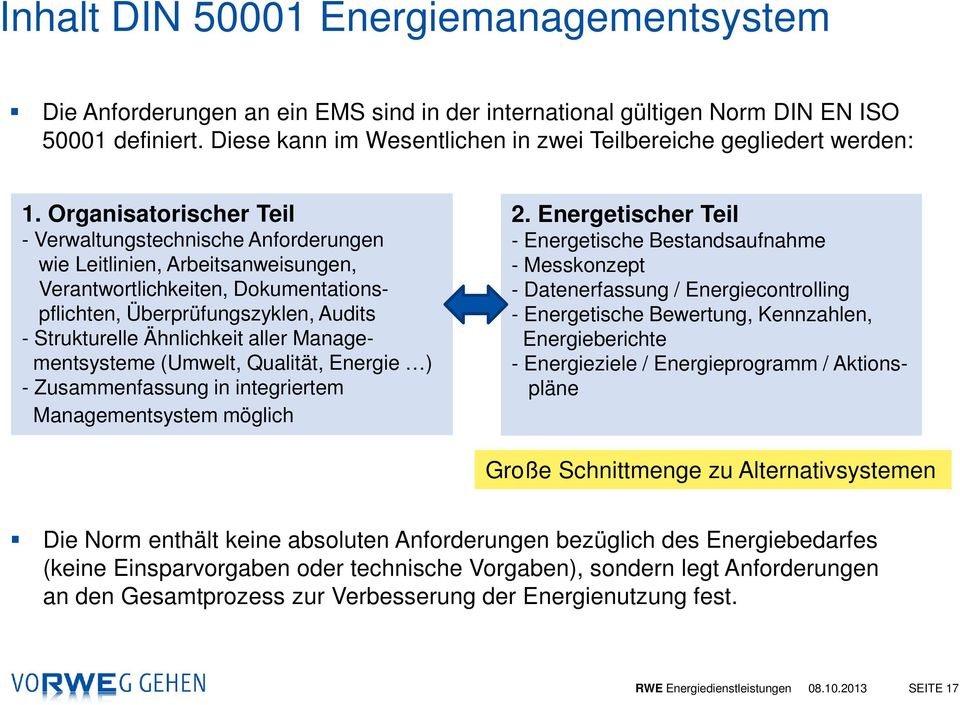 Organisatorischer Teil - Verwaltungstechnische Anforderungen wie Leitlinien, Arbeitsanweisungen, Verantwortlichkeiten, Dokumentationspflichten, Überprüfungszyklen, Audits - Strukturelle Ähnlichkeit