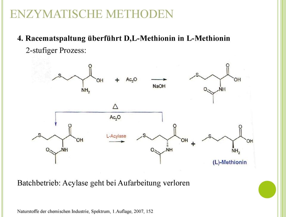 2-stufiger Prozess: Batchbetrieb: Acylase geht bei