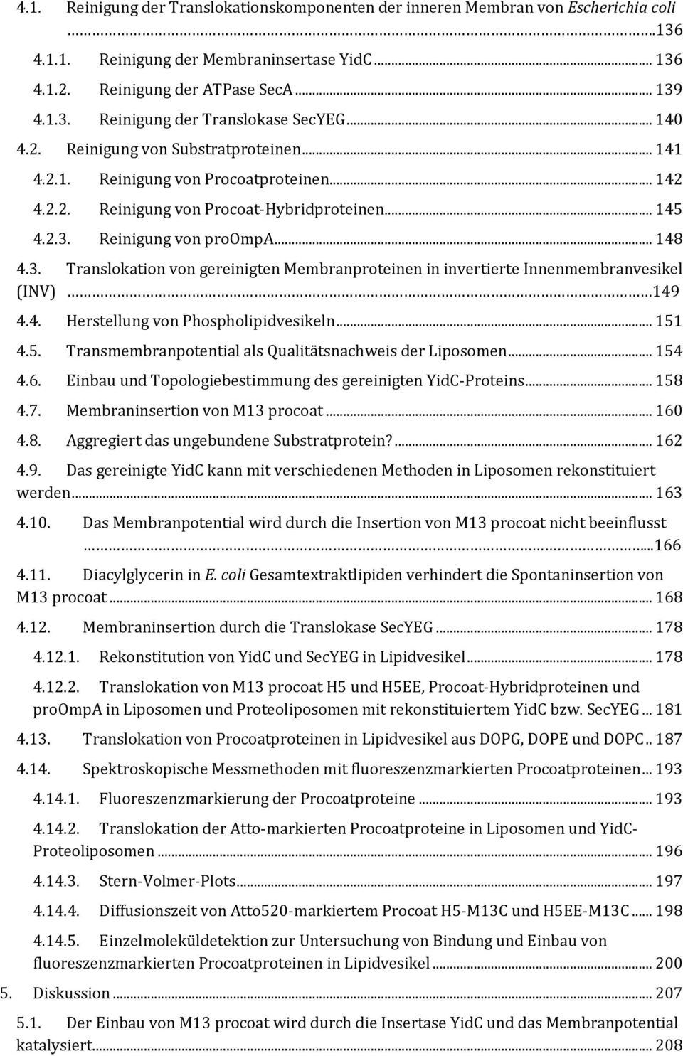 Reinigung von proompa... 148 4.3. Translokation von gereinigten Membranproteinen in invertierte Innenmembranvesikel (INV) 149 4.4. Herstellung von Phospholipidvesikeln... 151