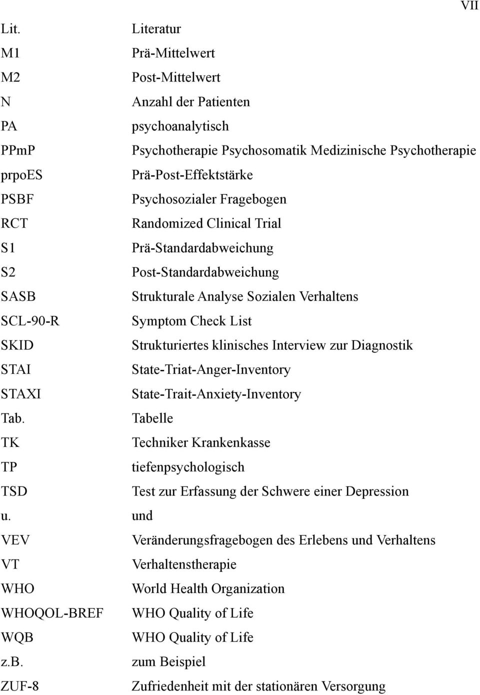 Psychosozialer Fragebogen RCT Randomized Clinical Trial S1 Prä-Standardabweichung S2 Post-Standardabweichung SASB Strukturale Analyse Sozialen Verhaltens SCL-90-R Symptom Check List SKID