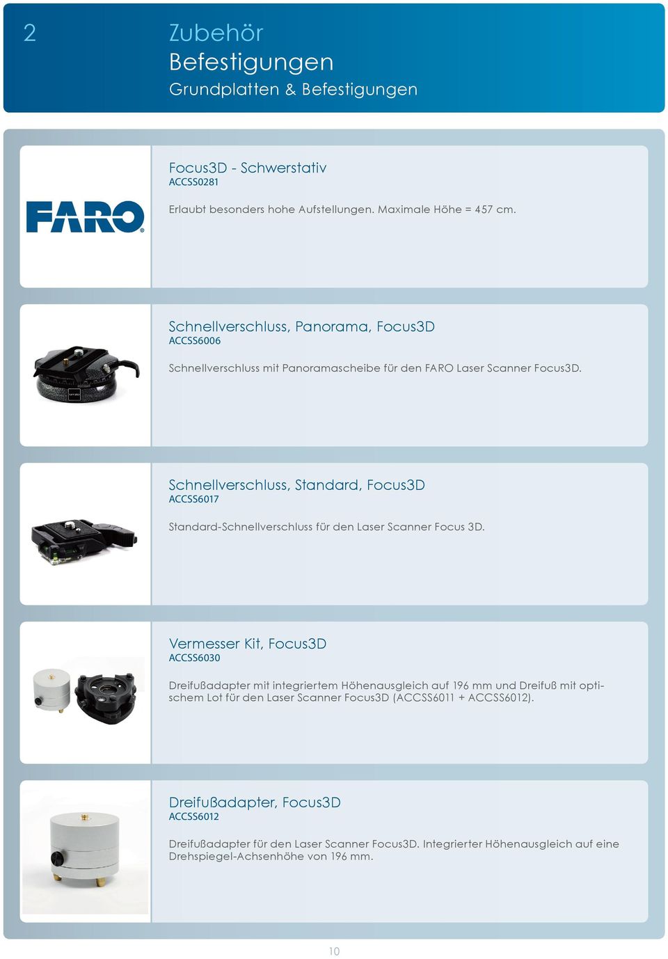 Schnellverschluss, Standard, Focus3D ACCSS6017 Standard-Schnellverschluss für den Laser Scanner Focus 3D.