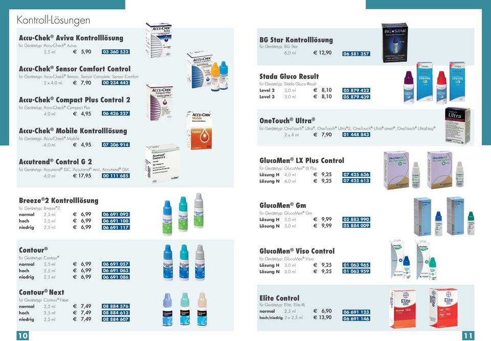 Accu-Chek Mobile Kontrolllösung für Gerätetyp: Accu-Check Mobile 4,0 ml 4,95 07 306 914 Accutrend Control G 2 für Gerätetyp: Accutrend GC, Accutrend mini, Accutrend DM 4,0 ml 17,95 00 111 685 Stada