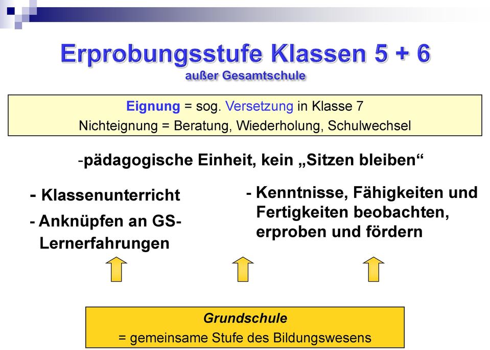 -pädagogische Einheit, kein Sitzen bleiben - Klassenunterricht - Kenntnisse,