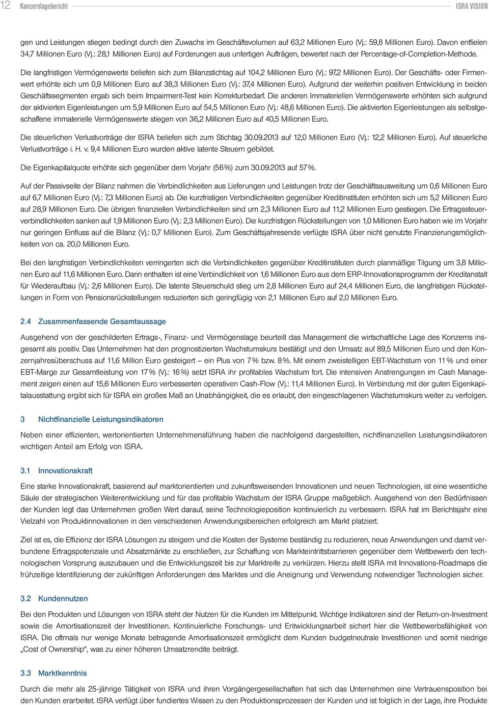 Die langfristigen Vermögenswerte beliefen sich zum Bilanzstichtag auf 104,2 Millionen Euro (Vj.: 97,2 Millionen Euro).