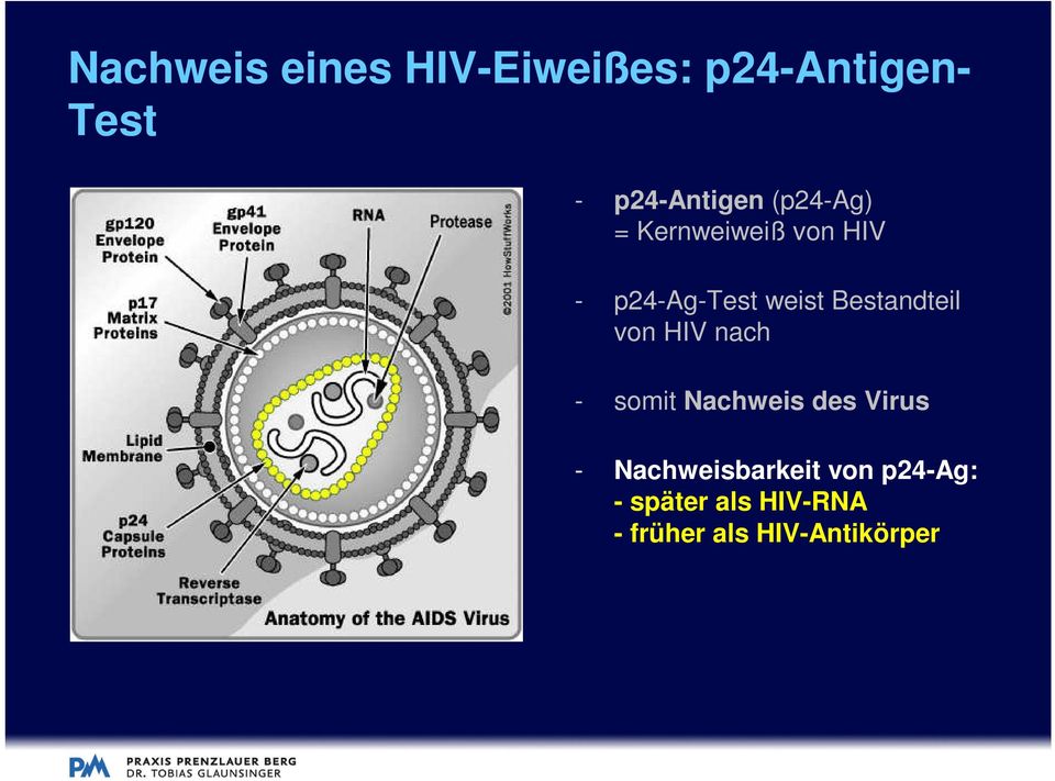Bestandteil von HIV nach - somit Nachweis des Virus -