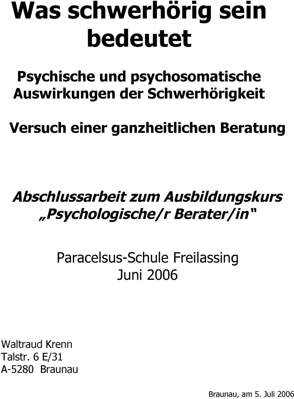 zum Ausbildungskurs Psychologische/r Berater/in Paracelsus-Schule