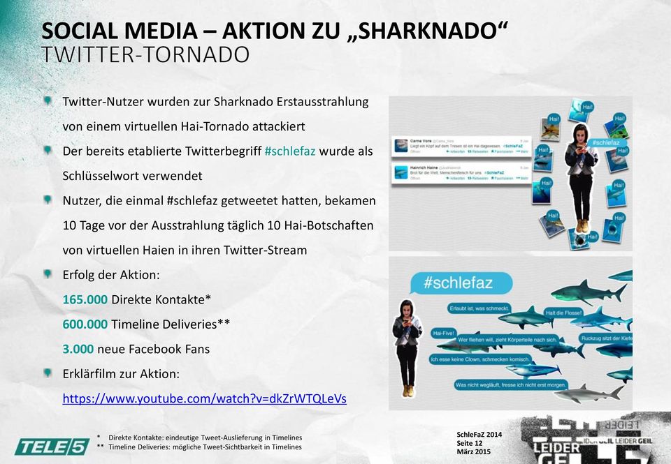 virtuellen Haien in ihren Twitter-Stream Erfolg der Aktion: 165.000 Direkte Kontakte* 600.000 Timeline Deliveries** 3.