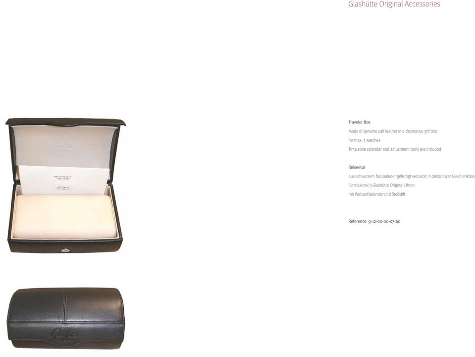 schwarzem Nappaleder gefertigt verpackt in dekorativer Geschenkbox für maximal 3