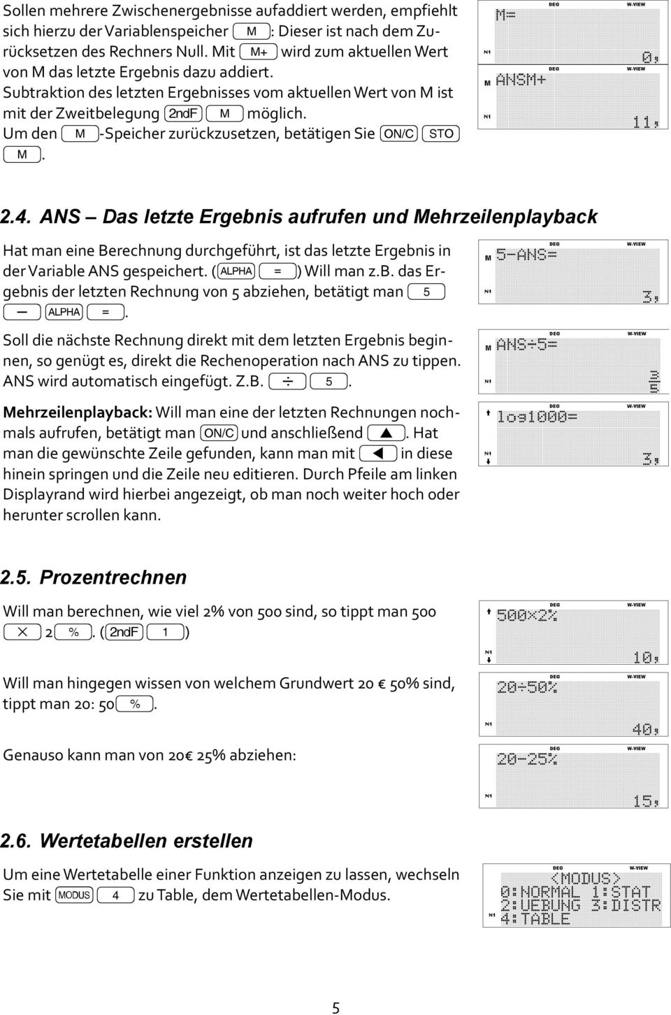 Um den M-Speicher zurückzusetzen, betätigen Sie j x M. 2.4.