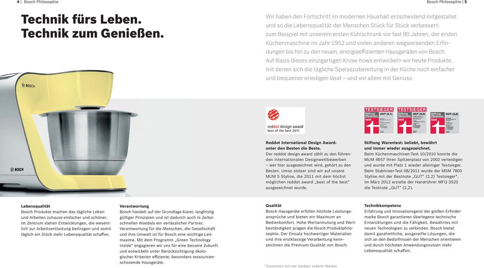Jahren, der ersten Küchenmaschine im Jahr 1952 und vielen anderen wegweisenden Erfindungen bis hin zu den neuen, energieeffizienten Hausgeräten von Bosch.