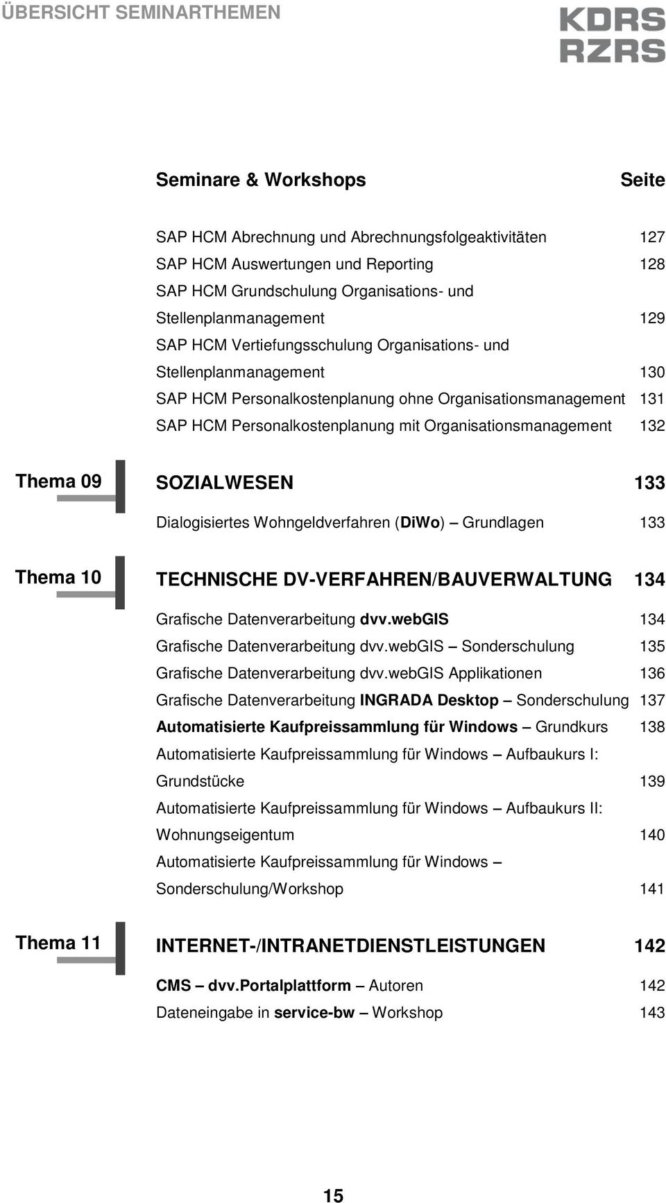 Organisationsmanagement 132 Thema 09 SOZIALWESEN 133 Dialogisiertes Wohngeldverfahren (DiWo) Grundlagen 133 Thema 10 TECHNISCHE DV-VERFAHREN/BAUVERWALTUNG 134 Grafische Datenverarbeitung dvv.