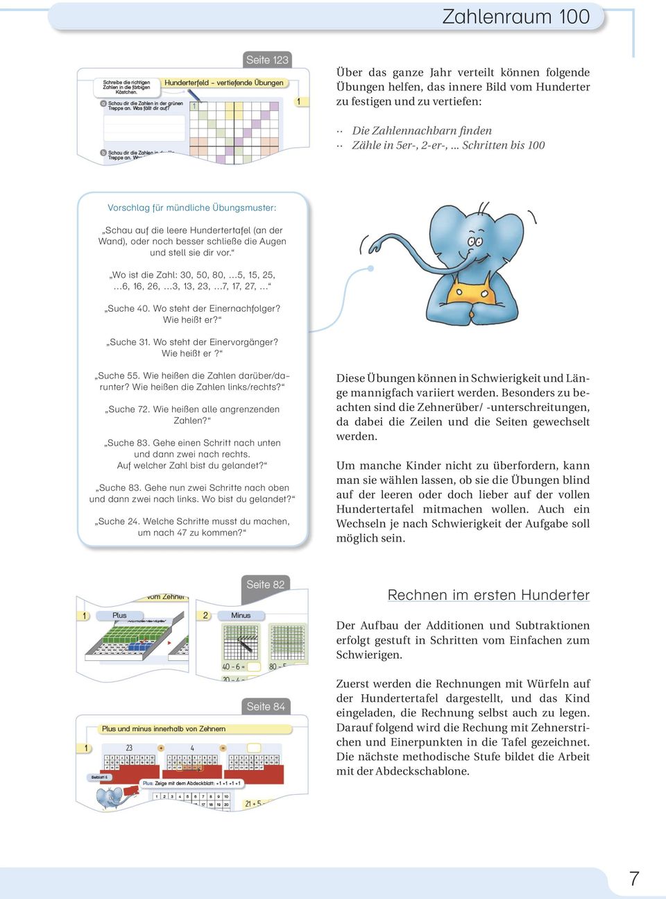 Wo ist die Zahl: 30, 50, 80, 5, 15, 25, 6, 16, 26, 3, 13, 23, 7, 17, 27, Suche 40. Wo steht der Einernachfolger? Wie heißt er? Suche 31. Wo steht der Einervorgänger? Wie heißt er? Suche 55.