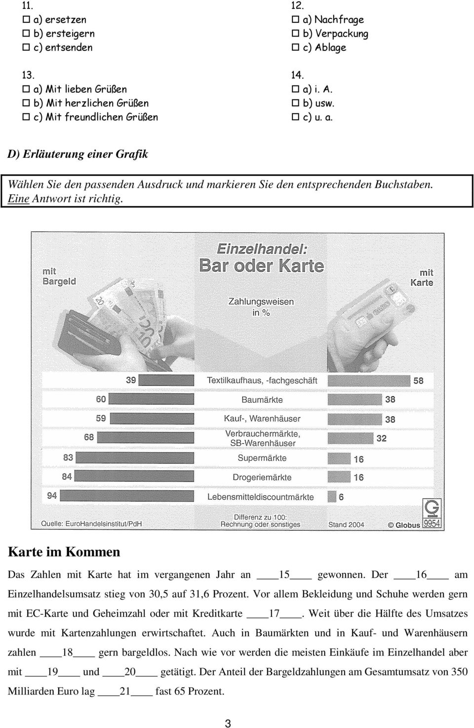 Vor allem Bekleidung und Schuhe werden gern mit EC-Karte und Geheimzahl oder mit Kreditkarte 17. Weit über die Hälfte des Umsatzes wurde mit Kartenzahlungen erwirtschaftet.