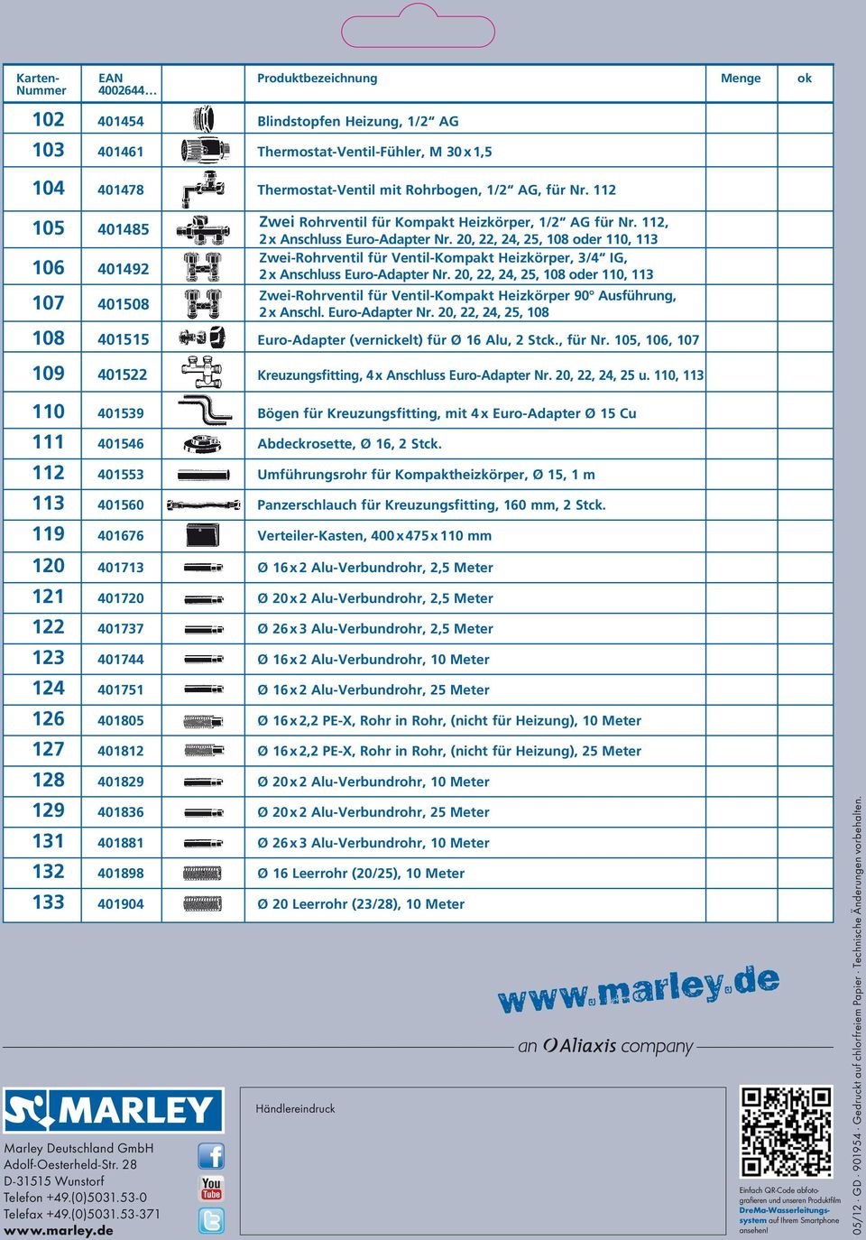 20,, 24, 25, 108 oder 110, 113 Zwei-Rohrventil für Ventil-Kompakt Heizkörper, 3/4 IG, 2x Anschluss Euro-Adapter Nr.