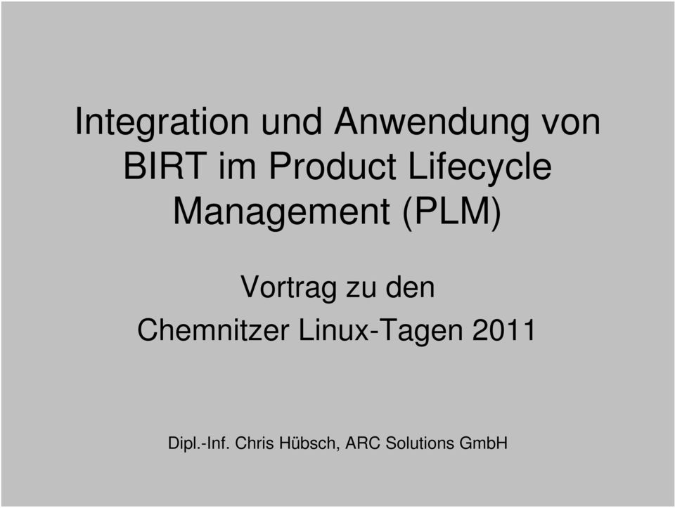 Vortrag zu den Chemnitzer Linux-Tagen