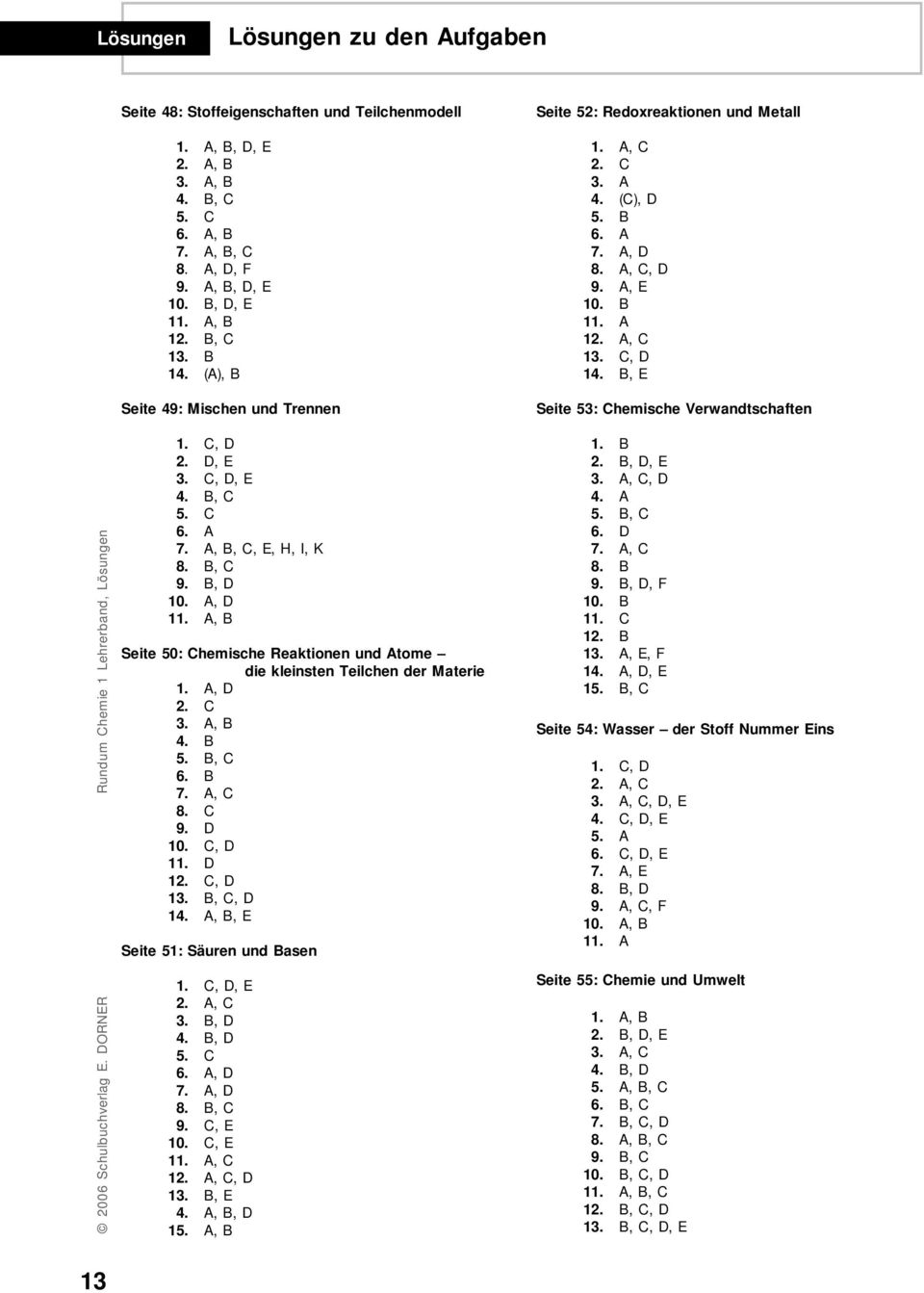 B, E Seite 53: Chemische Verwandtschaften C, D D, E C, D, E 4. B, C 5. C 6. A 7. A, B, C, E,, I, K 8. B, C 9. B, D 10.
