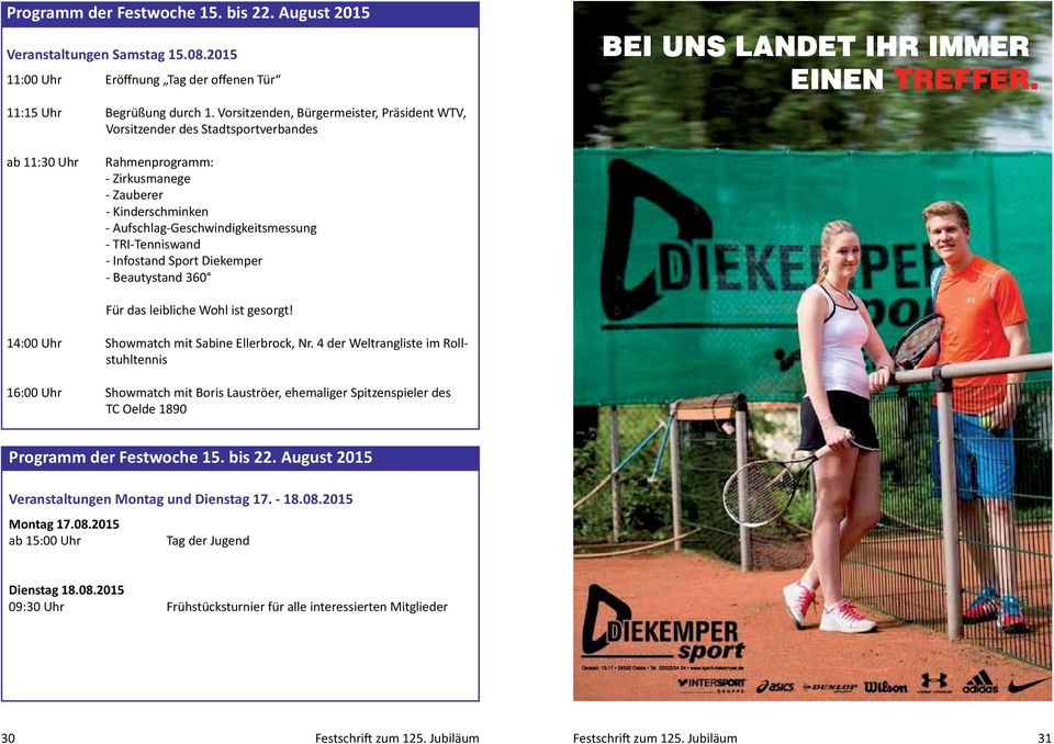 Aufschlag-Geschwindigkeitsmessung - TRI-Tenniswand - Infostand Sport Diekemper 14:00 Uhr Showmatch mit Sabine Ellerbrock, Nr.