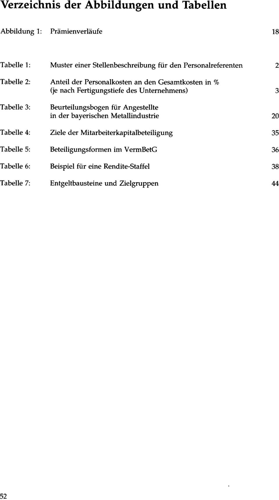 Tabelle 3: Beurteilungsbogen für Angestellte in der bayerischen Metallindustrie 20 Tabelle 4: Ziele der