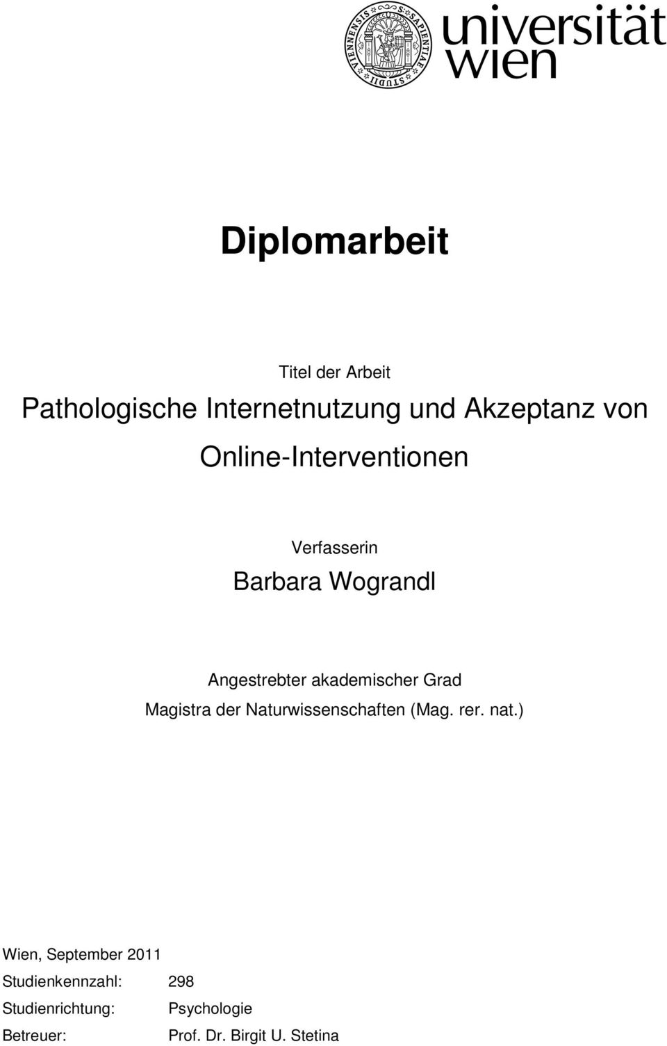 Grad Magistra der Naturwissenschaften (Mag. rer. nat.
