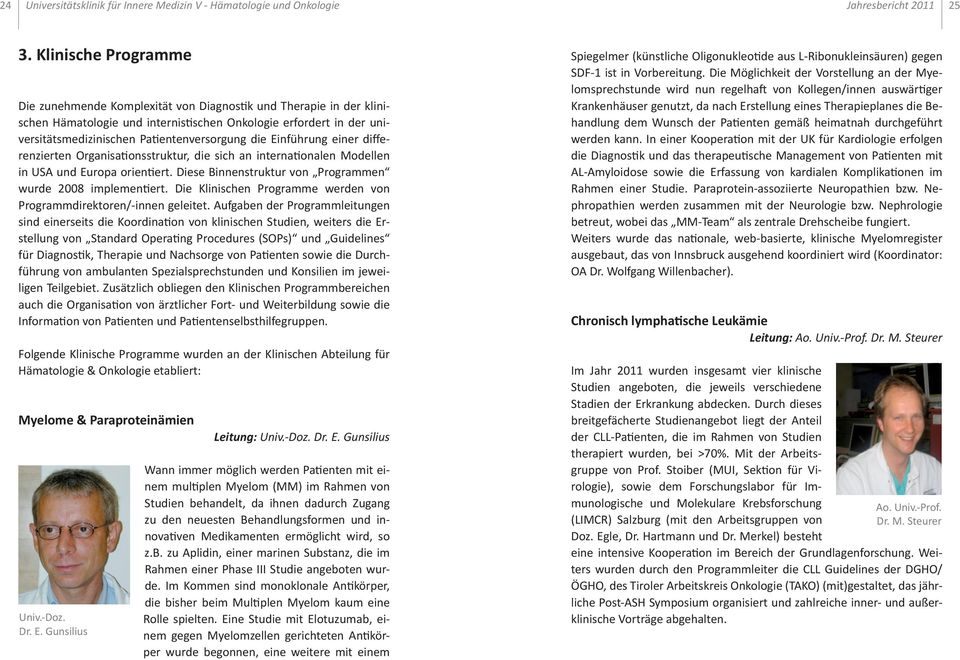 die Einführung einer differenzierten Organisationsstruktur, die sich an internationalen Modellen in USA und Europa orientiert. Diese Binnenstruktur von Programmen wurde 2008 implementiert.